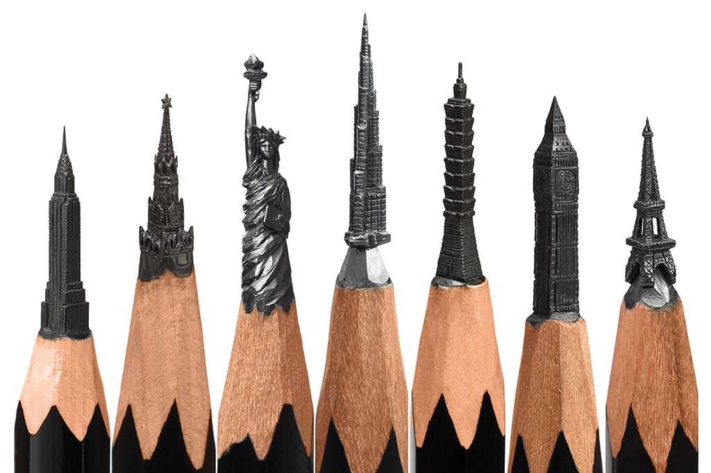 Sculptures on the tips of lead pencils