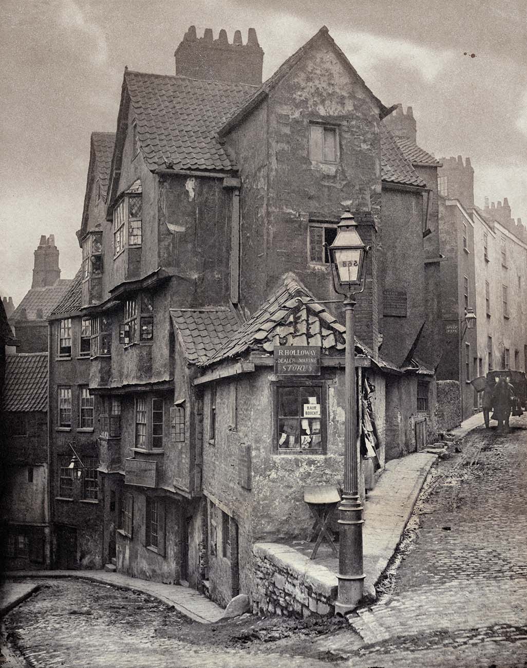 Antique photograph of a street corner in Bristol UK